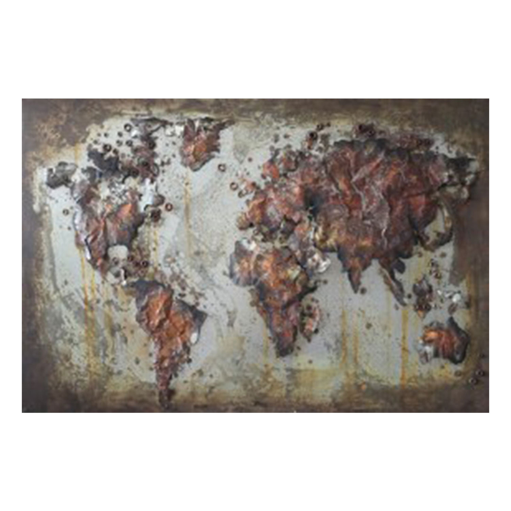 [JJWA00055] Wanddekoration Wereldkaart 120x4x80 cm