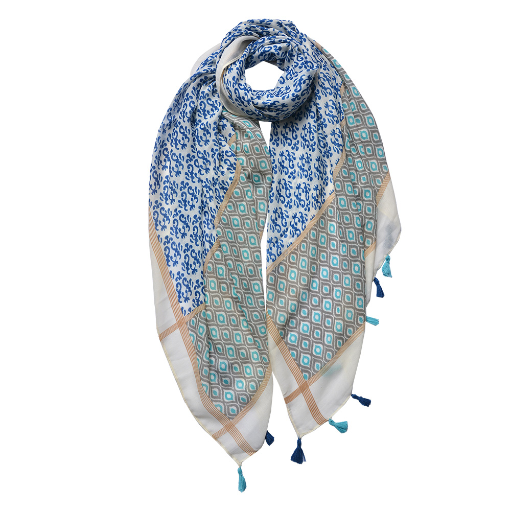 [JZSC0735BL] Sjaal 90x180 cm blauw