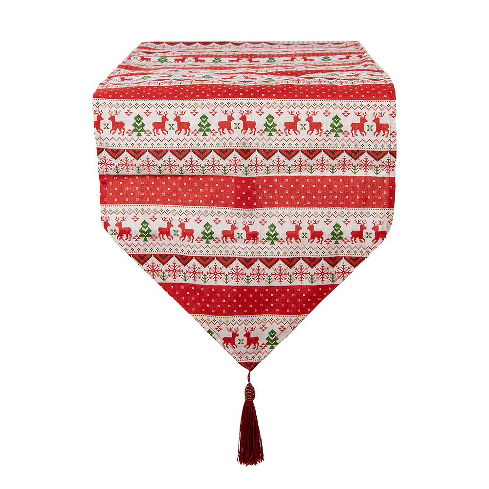 [KT065.014] Runner da Tavola Rosso Beige 33x180 cm
