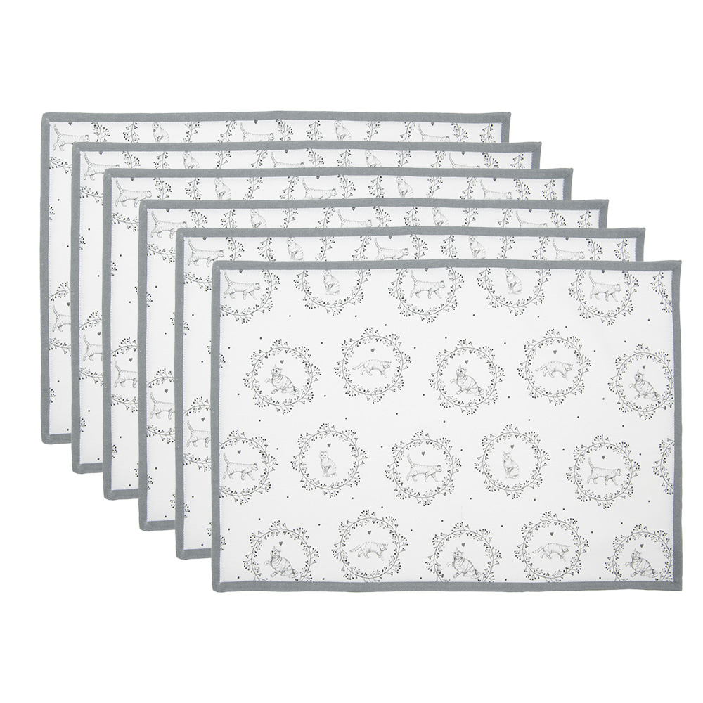 [LGC40] Placemat (set of 6) White Grey 48x33 cm