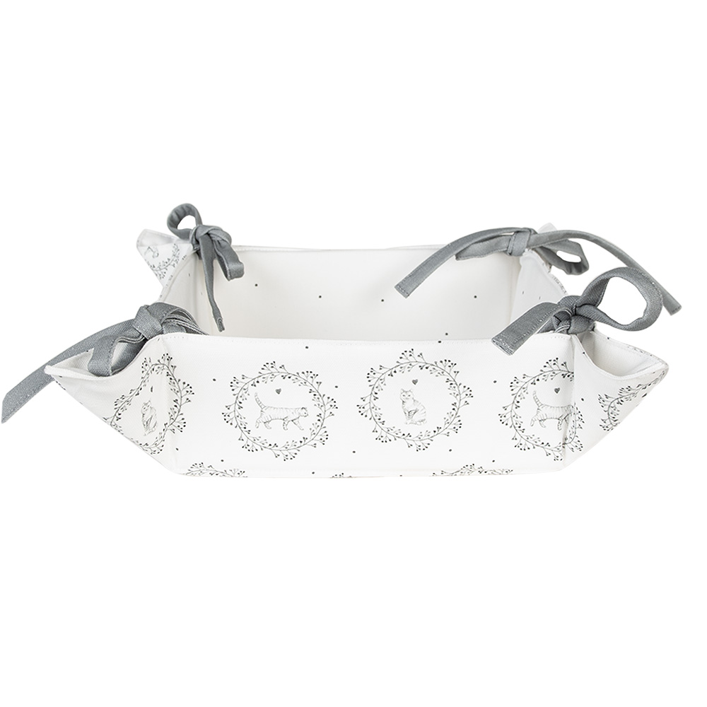 [LGC47] Cestino di Pane Bianco Grigio 35x35x8 cm