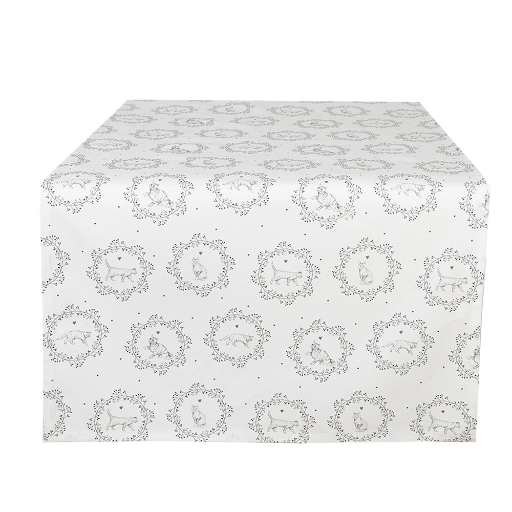 [LGC64] Table Runner White Grey 50x140 cm