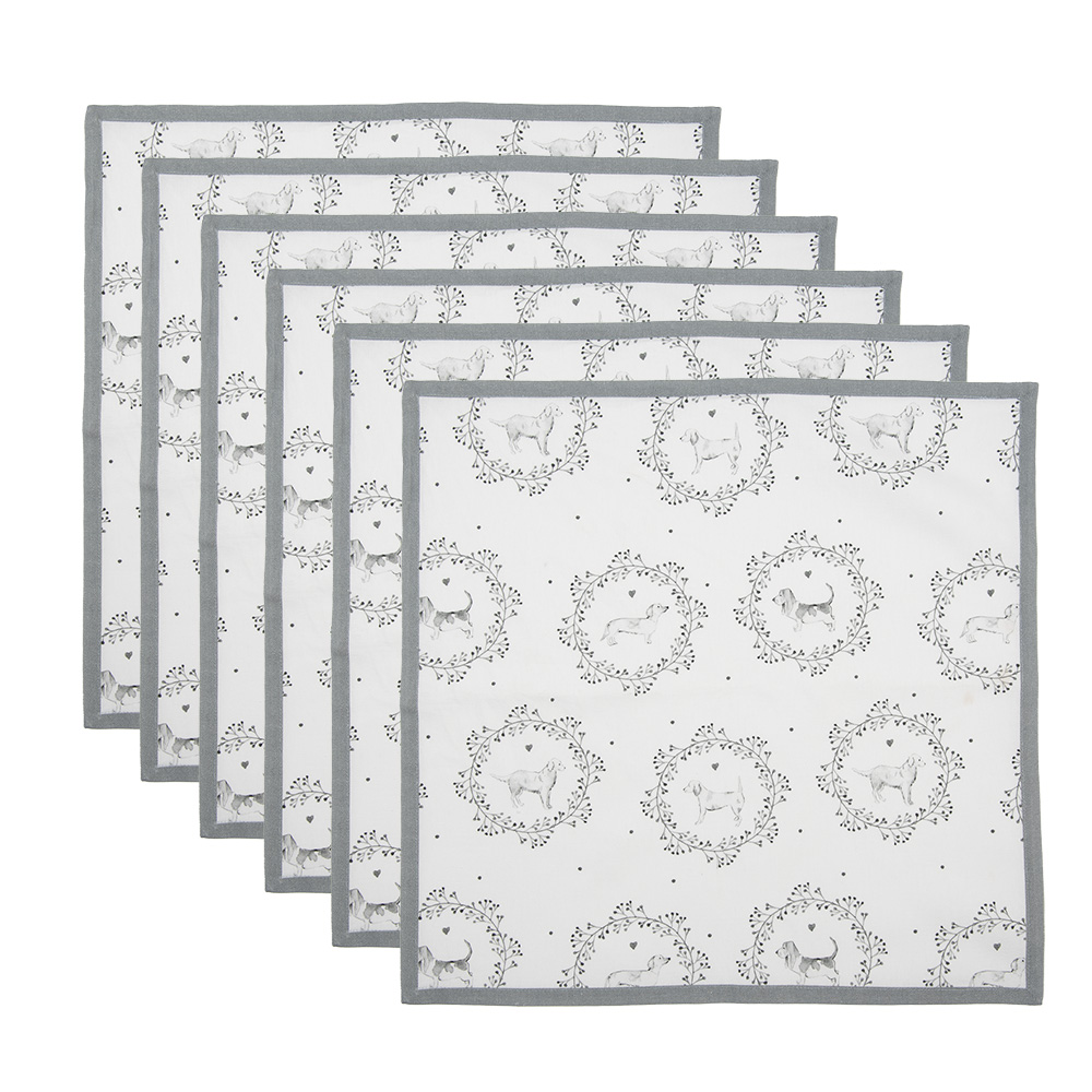 [LGD43] Cotton Napkins (set of 6) White Grey 40x40 cm