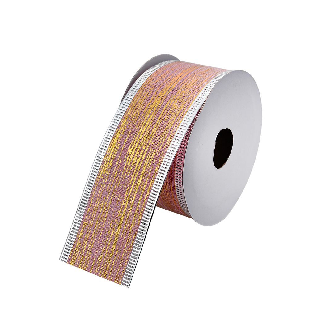 [LI0121] Schleife Rosa Goldfarbig 3.8 cm x 2.7 m