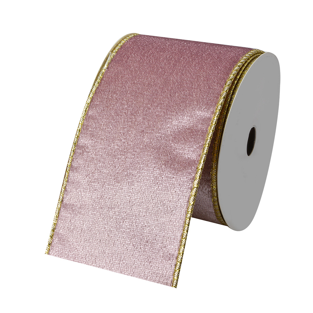 [LI0128F] Schleife Rosa Goldfarbig 6.3 cm x 5 m