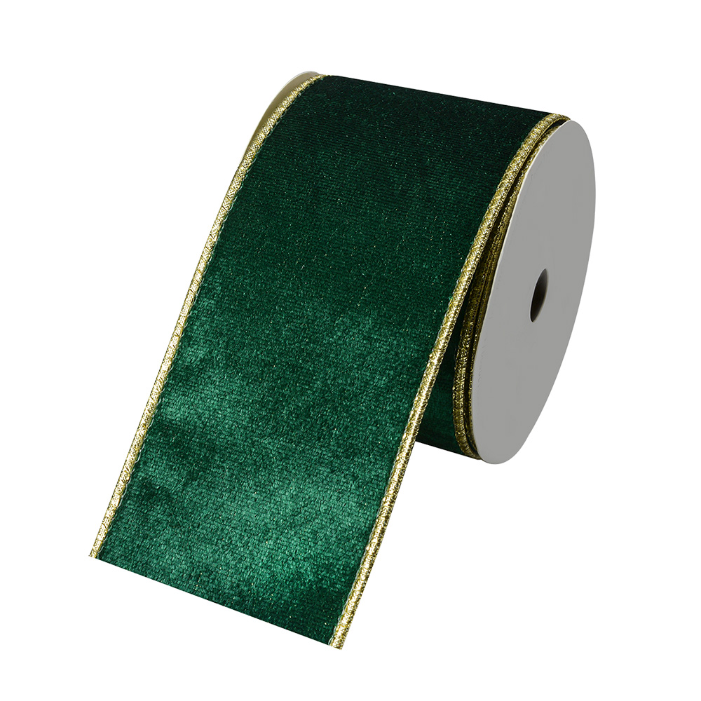 [LI0128GR] Ruban Vert Couleur or 6.3 cm x 5 m