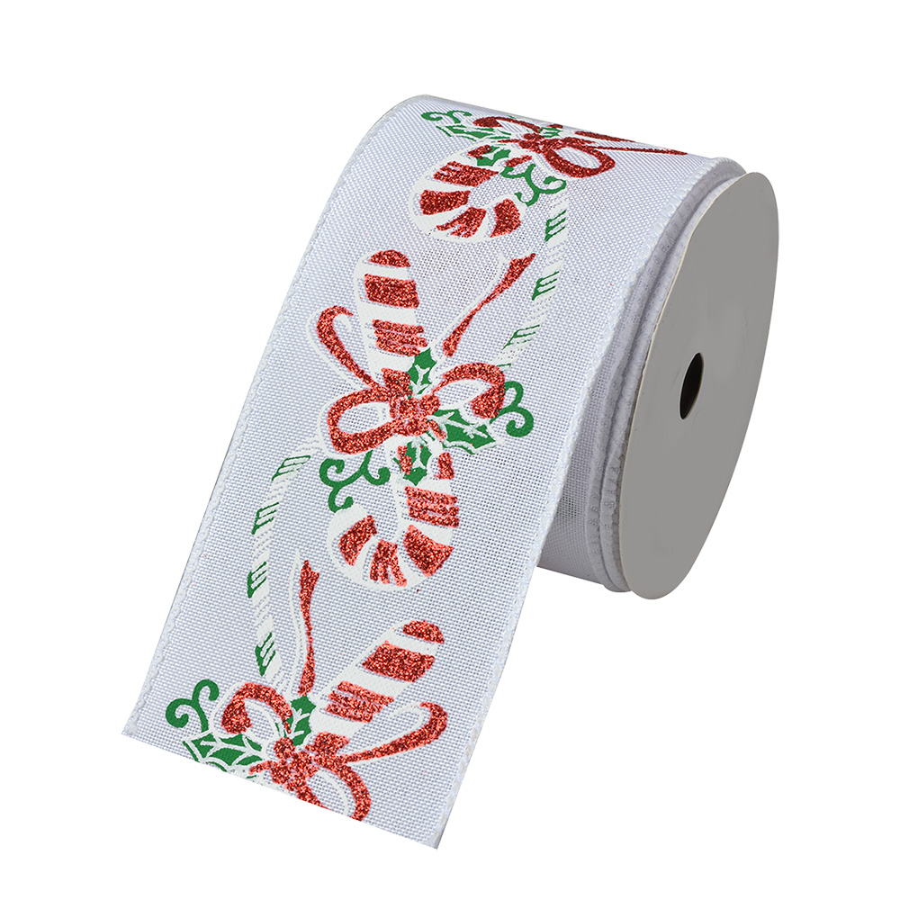 [LI0133] Ribbon White Red 6.3 cm x 5 m