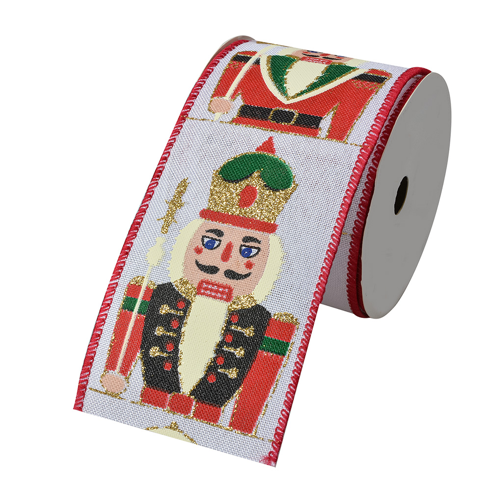 [LI0135] Ribbon White Red 6.3 cm x 5 m