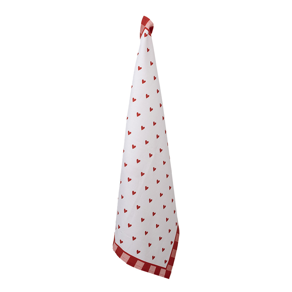 [LVT42-1] Dishcloth White Red 50x70 cm