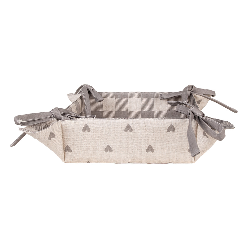 [LVT47G] Cestino di Pane Beige Grigio 35x35x8 cm