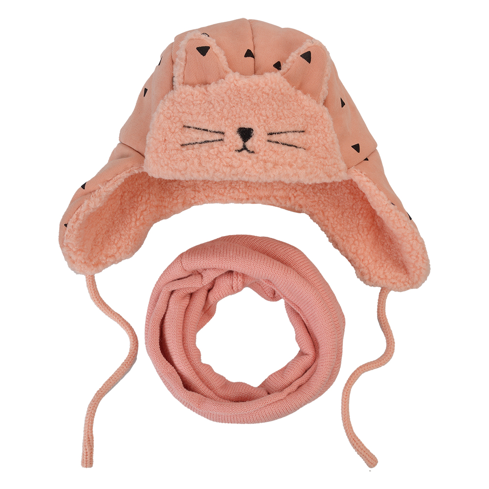 [MLLLSH0001P] Winter Set Sciarpa Beanie Hat Kids Rosa
