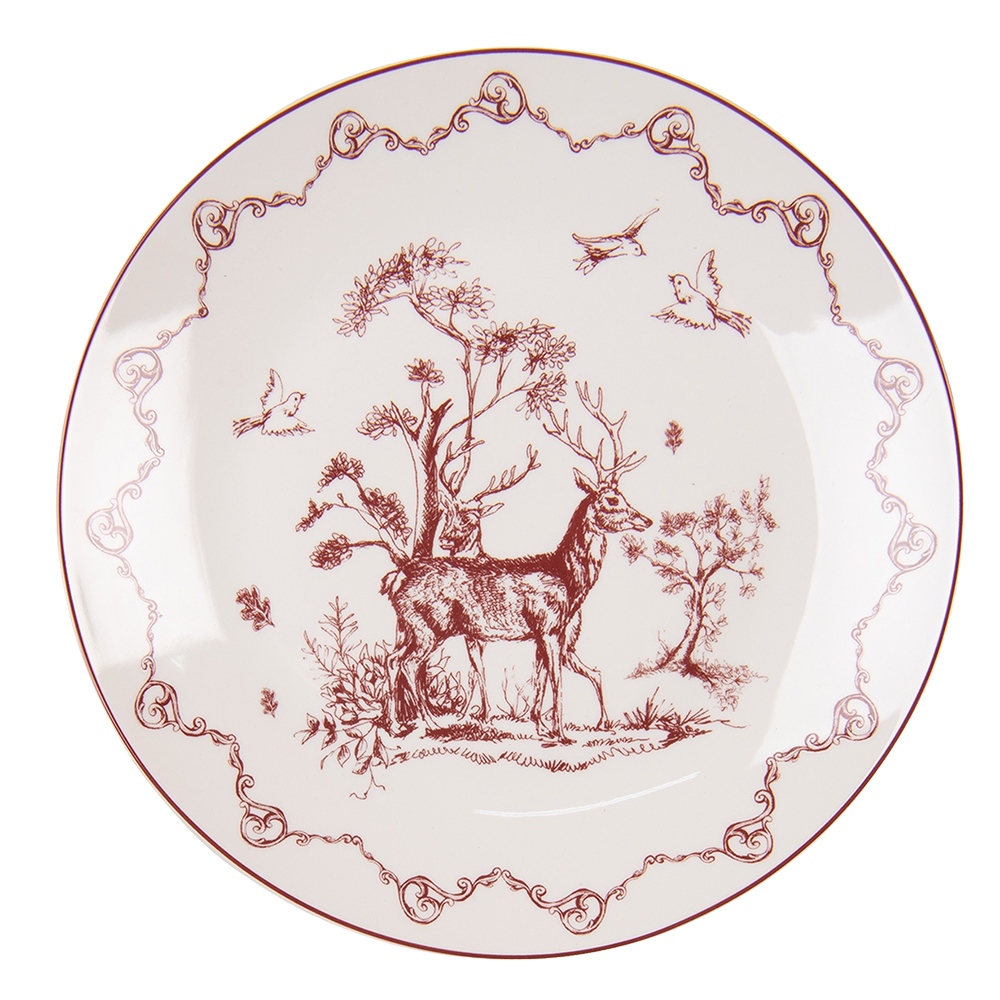 [PFTDP] Assiette à dîner Beige Rouge Ø 20x2 cm