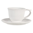 Kaffeetasse mit Unterteller Weiß 12x9x7 cm / Ø 15x2 cm / 150 ml