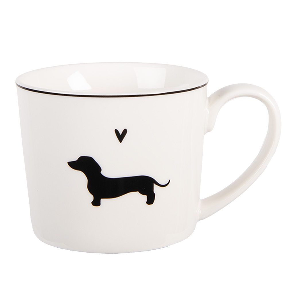 [PWSMU0002] Becher Weiß Schwarz 12x8x7 cm / 275 ml