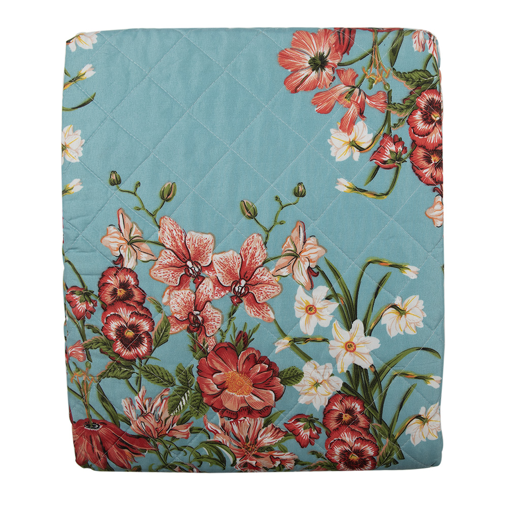 [Q197.059] Bedspread Blue Pink 140x220 cm