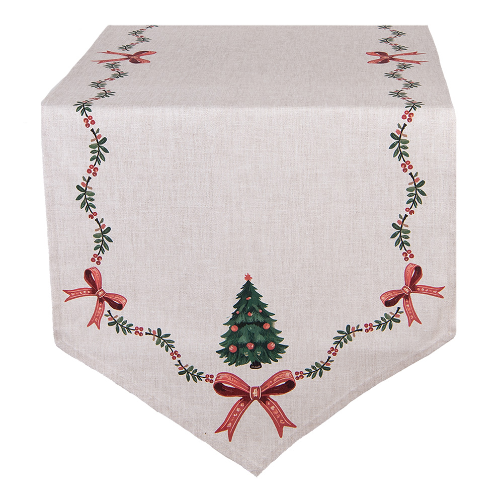 [TCH65] Chemin de table Beige Vert Rouge 50x160 cm