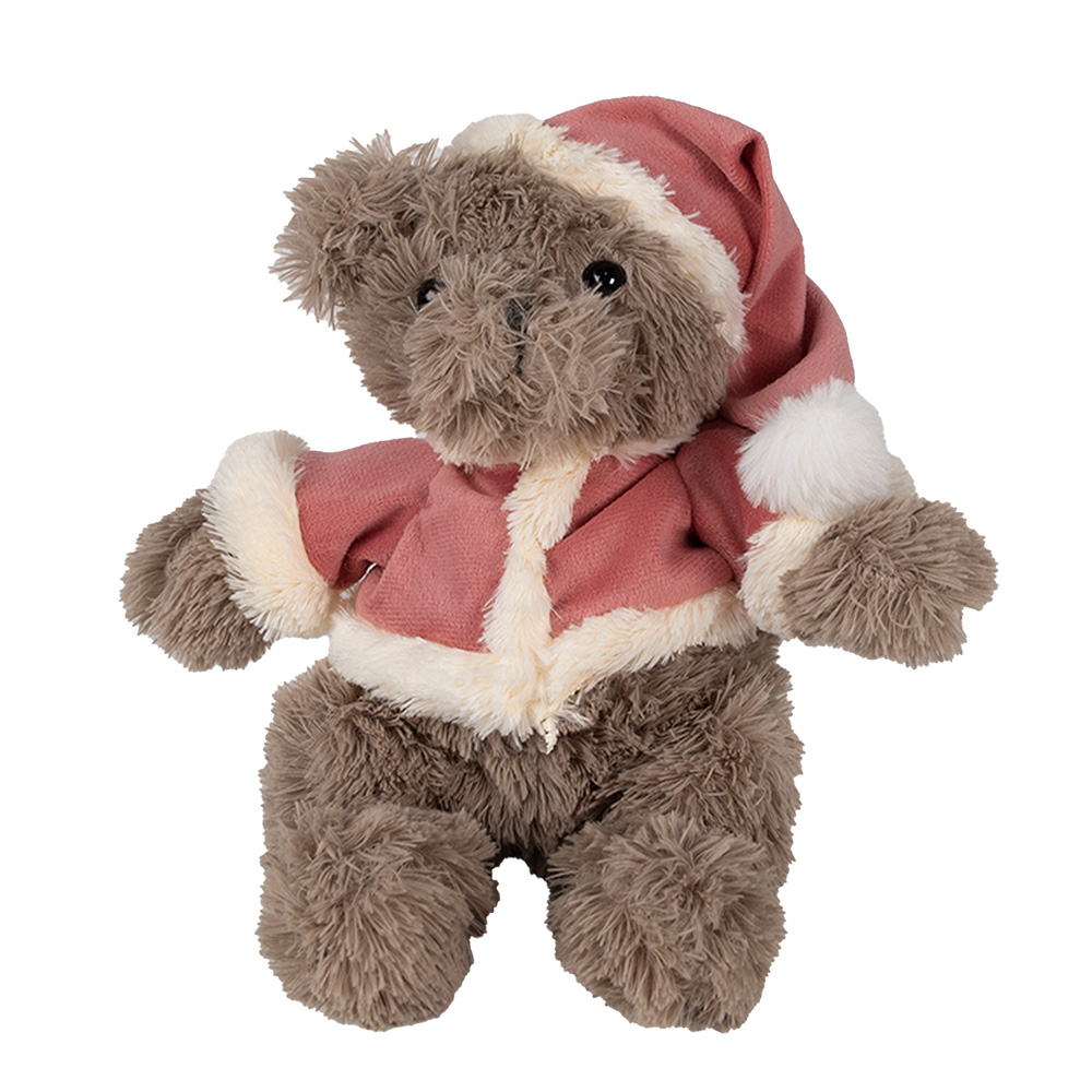 [TW0589] Weihnachtsbär Braun Rosa 19x19x30 cm
