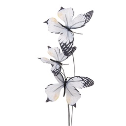 [50875] Decorazione Ramo con farfalle Bianco Nero 10x10x65 cm