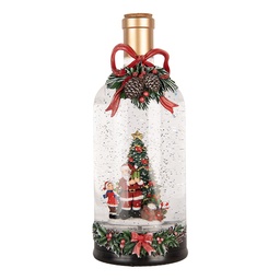[6PR6183] Snow globe with LED Green Red Ø 12x30 cm / 3xAA