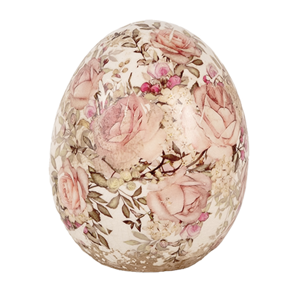 Decoration Egg Beige Pink Ø 10x12 cm