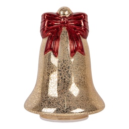 [6GL5483] Decoration Bell with LED Gold colored Red Ø 15x21 cm
