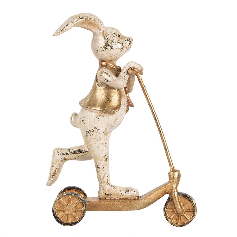 Statua Decorativa Coniglio Bianco Color oro 13x6x17 cm
