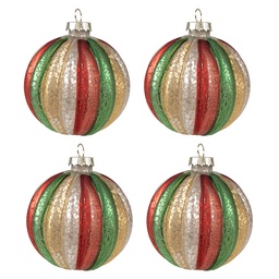 [6GL2737GG] Weihnachtskugeln (4er set) Mehrfarbig Ø 8x8 cm