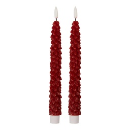 [6CA0001R] Kaars met LED set van 2 Ø 3x25 cm / 2xAAA