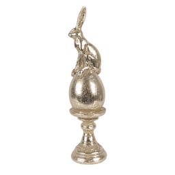 [6PR6067] Decoration Rabbit on egg Gold colored Ø 6x26 cm
