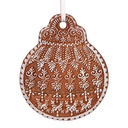 [6PR5318] Dekoration Anhänger Weihnachtskugel Braun Weiß 8x2x10 cm