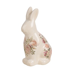[6CE1956M] Decoration Statue Rabbit Beige Pink 13x10x21 cm