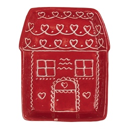 [6CE2345] Assiette pour le Petit Déjeuner Rouge Blanc 15x19x3 cm