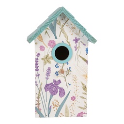 [6H2451] Vogelhaus Weiß Türkis 15x10x22 cm