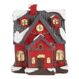[6PR5739] Decoration House with LED Red Grey 6x5x7 cm