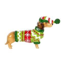 [6PR5620] Decoration Dog Brown Green 24x5x14 cm