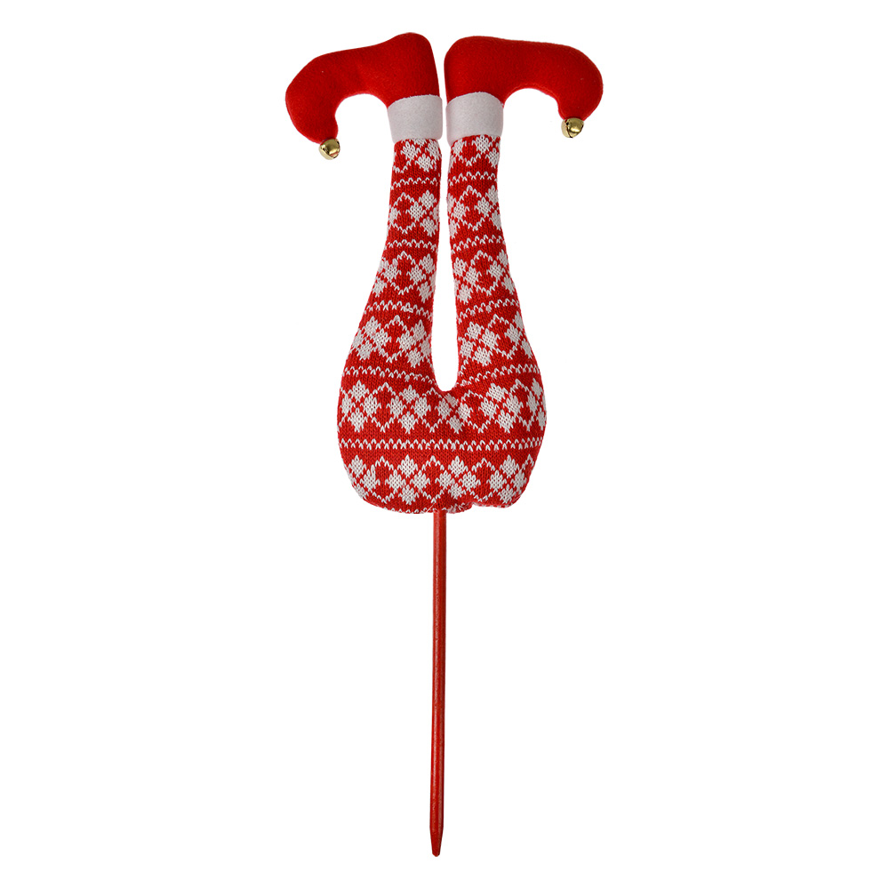 Decoration Christmas Elf Legs Red White 19x4x50 cm