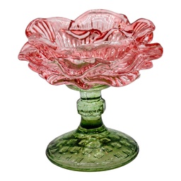 [6GL5544P] Glass Tea Light Houder Pink Green Ø 10x9 cm