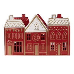 [6Y5919] Portacandele Rosso Bianco 38x13x25 cm