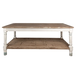 [5H0694W] Table White Brown 200x100x85 cm
