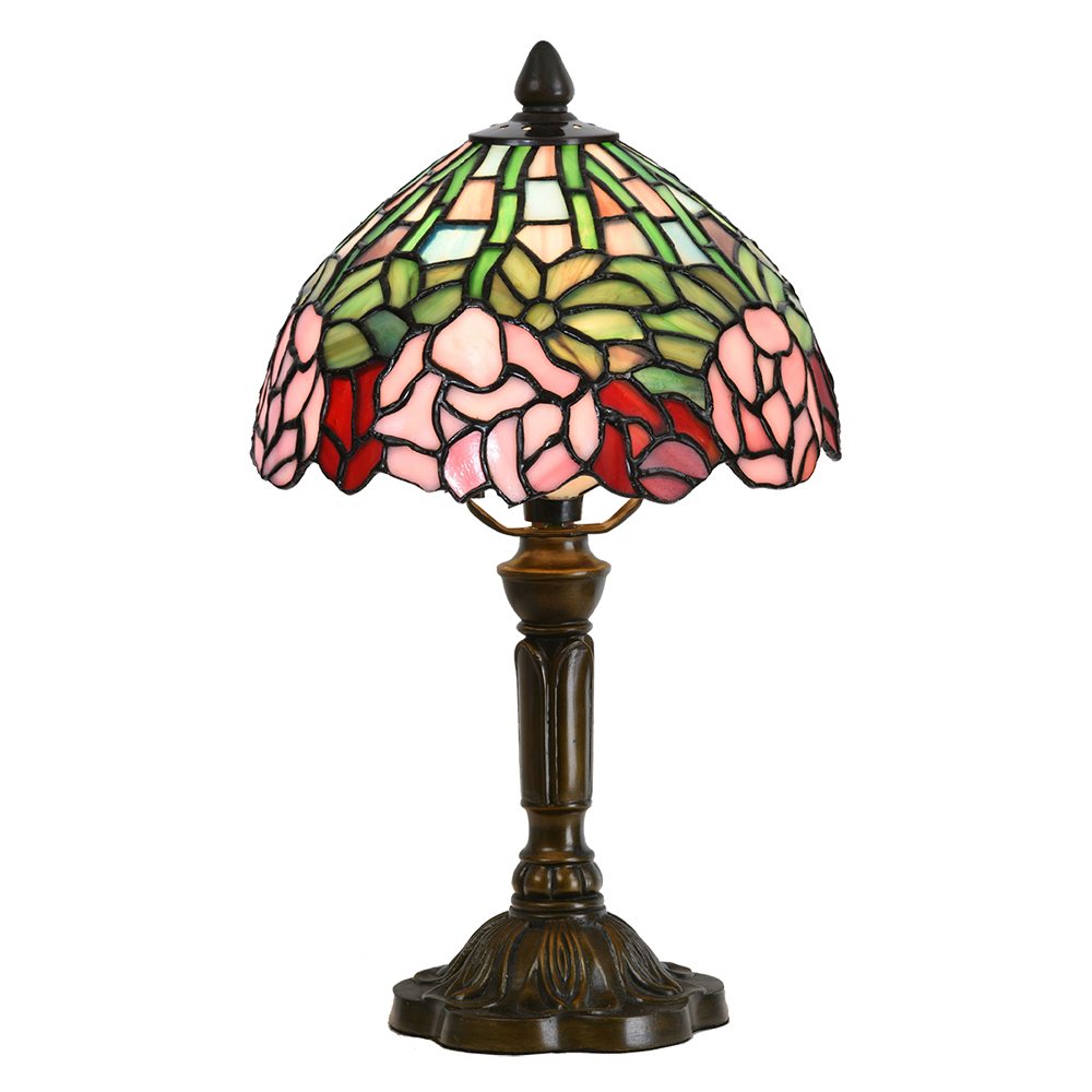 Tiffany Tischlampe Grün, Rosa Ø 21x39 cm E14/max 1x25W