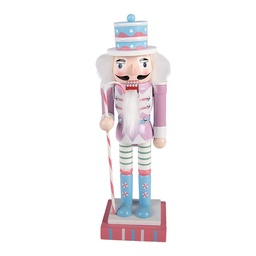 [6H2470] Decoration nutcracker Pink White 10x9x38 cm