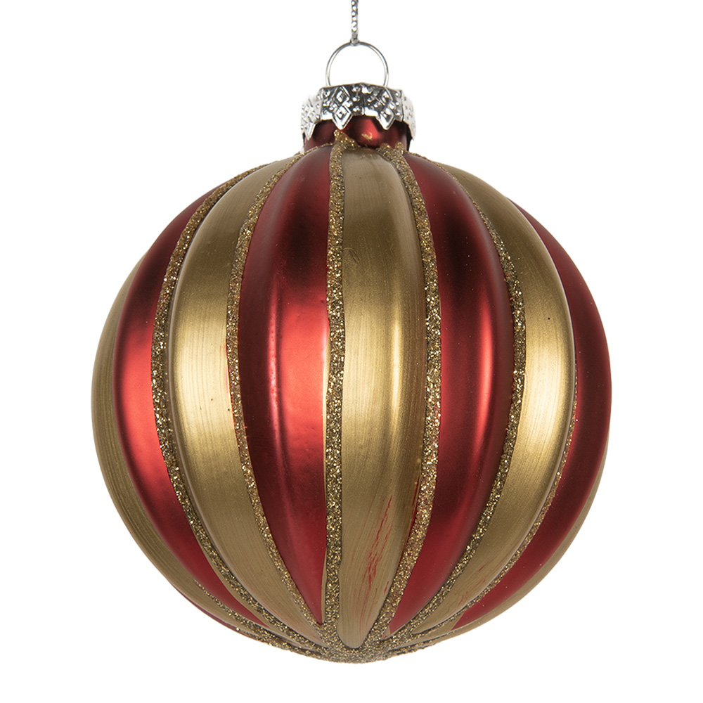 Weihnachtskugel Rot Goldfarbig Ø 8x8 cm