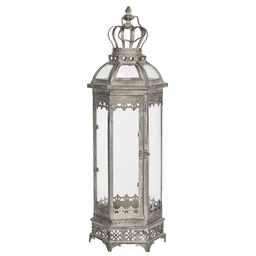 [5Y0740] Lanterne Argent 19x16x58 cm