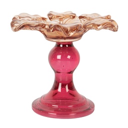 [6GL5338O] Glass Tea Light Holder Orange Pink Ø 14x11 cm