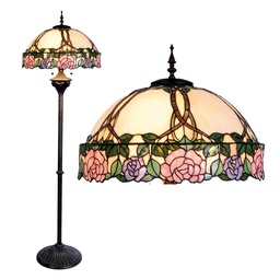 [5LL-5612] Floor Lamp Tiffany Green, Pink Ø 50x164 cm E27/max 3x60W