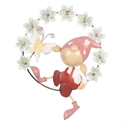 [5Y1222] Décoration murale Gnome Blanc Rouge 50x9x61 cm