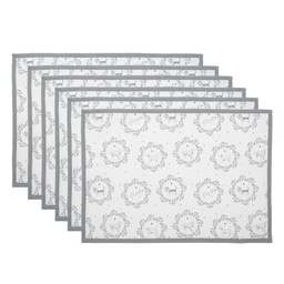 [LGD40] Sets de table (lot de 6) Blanc Gris 48x33 cm