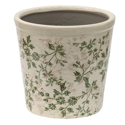 [6CE1457L] Vaso Porta Pianta Verde Beige Ø 16x16 cm