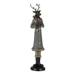 [6PR4619] Statua Decorativa Cervo Grigio 9x8x36 cm