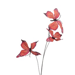 [50872] Decorazione Ramo con farfalle Arancio Rosa 10x10x65 cm